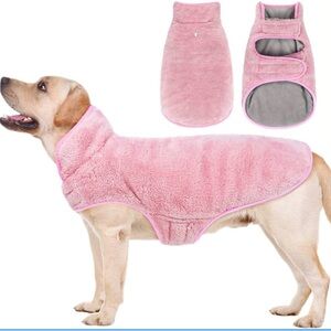 Plush Pink Fleece Dog Coat - Cozy Warm Jacket for Pets medium